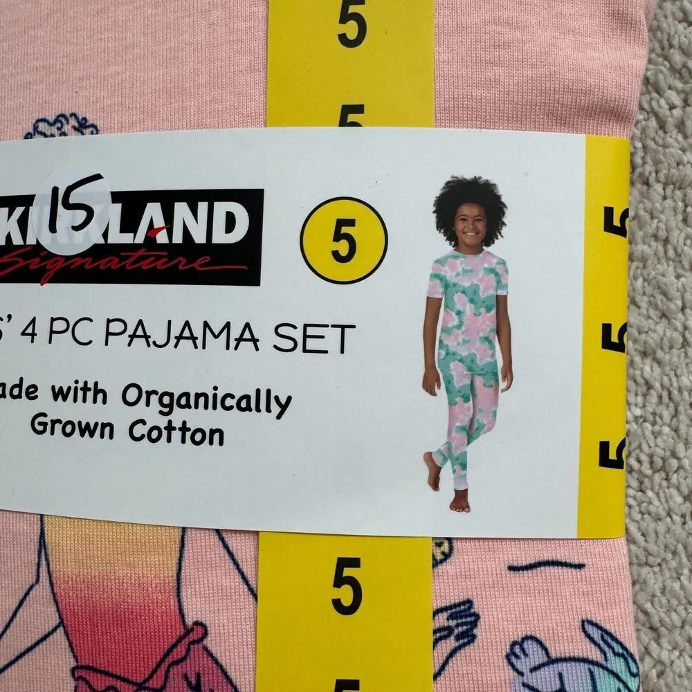 Kirkland Signature Pajama Kids 4 Pc Set Sz 5 Short Long‎ Pants Mermaid